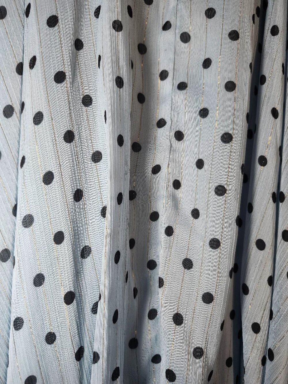 Light blue sleeveless pintuck polka dot dress - Picture 6 of 9